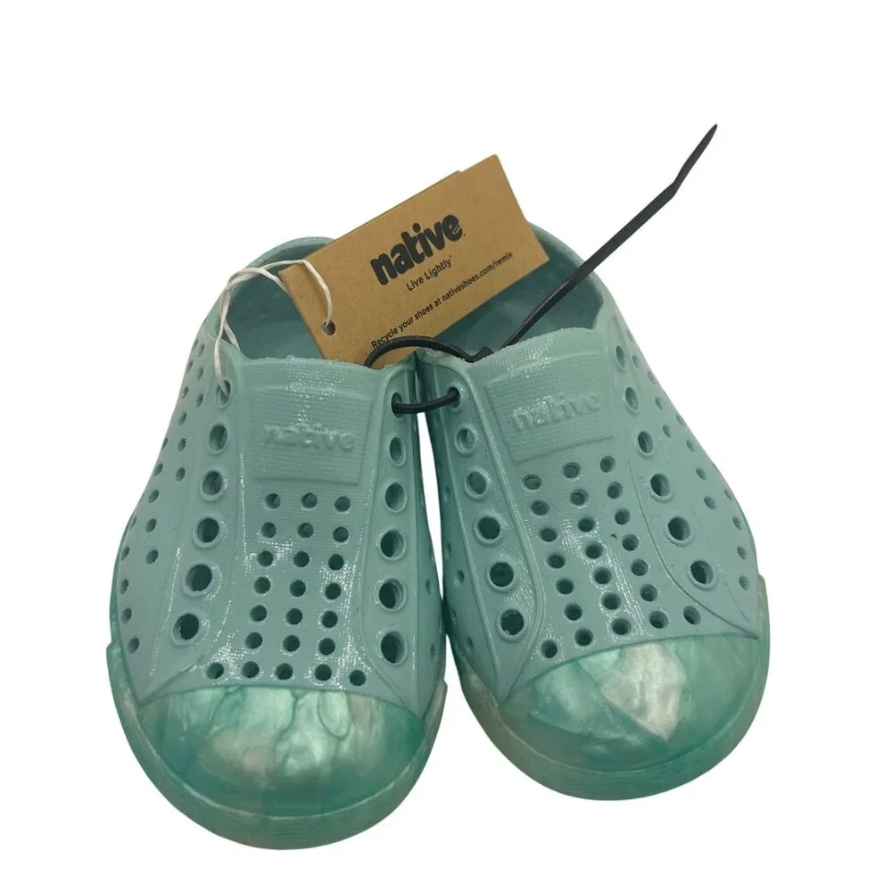 Native Jefferson Gloss Slip-On Shoes Piedmont Blue/Shell Minty Pearl c5